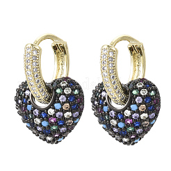 Orecchini a cerchio huggie pendenti con micro pavé di zirconi in ottone&nbsp;KK-R137-016-NF