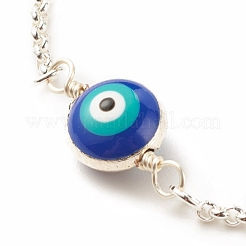 Bracciale a maglie in smalto con malocchio e catene rolo in acciaio inossidabile 304 per donna&nbsp;BJEW-JB08156