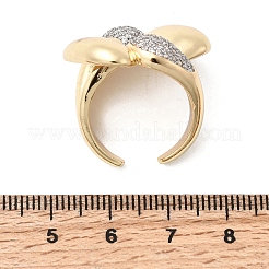 Латунные кольца-манжеты с микропаве и прозрачным цирконием для женщин&nbsp;RJEW-H262-01G