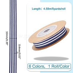 6 rouleau de rubans à rayures en polyester de 6 couleurs&nbsp;OCOR-WH0045-07