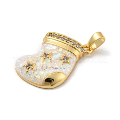 Рождественские латунные подвески с микропаве из фианита&nbsp;KK-H468-02B-01G