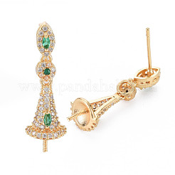 Латунные микро-паве прозрачные серьги-гвоздики из циркония KK-S364-039