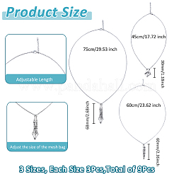 3 шт. 3 стиля 304 нержавеющая сталь макраме мешочек кабель цепь ожерелье изготовление NJEW-FH00004