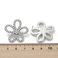 Серьги-гвоздики из искусственного жемчуга с цветком из латуни и АБС-пластика&nbsp;EJEW-M082-07P