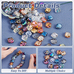 150шт 15 цвета гальванические прозрачные стеклянные бусины&nbsp;GLAA-PH0003-81