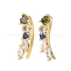 Orecchini a perno in ottone con pavé di zirconi cubici&nbsp;KK-CBAA351-23G-01