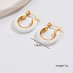 Boucles d'oreilles créoles en acier inoxydable 304 plaqué or 18 carat véritable&nbsp;LS-LR9688-3