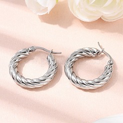 Creolen mit Twist-Ring aus Edelstahl 304&nbsp;EJEW-Z146-01P-04