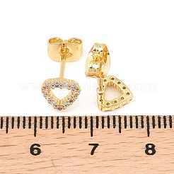 Orecchini a bottone in ottone con zirconi chiari e micro pavè&nbsp;EJEW-F405-18G