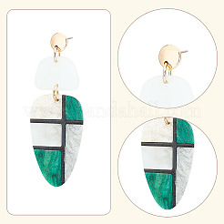 2 paio di orecchini pendenti in acrilico con piume e motivo tartan in 2 colori&nbsp;EJEW-FI0001-25