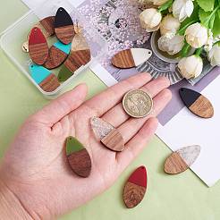 14 pièces 7 styles résine opaque et pendentifs en résine feuille transparente&nbsp;RESI-SZ0001-85