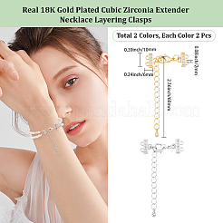 4 pz. 2 colori ottone micro pavé trasparente zirconia cubica estremità con catene&nbsp;FIND-BBC0005-22B