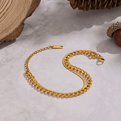 Минималистичные браслеты из нержавеющей стали 304 с кубинской цепочкой и змеевидной цепочкой&nbsp;IA3744