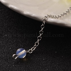 Маятники для биолокации с шестигранным заостренным конусом из латуни платинового цвета с опаловым конусом&nbsp;MAK-M015-01J