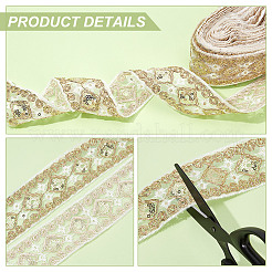 Кружевная отделка из полиэстера с ромбической вышивкой&nbsp;OCOR-WH0090-84B