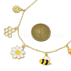 Collane con ciondolo in lega e vetro con fiori&nbsp;NJEW-TA00165