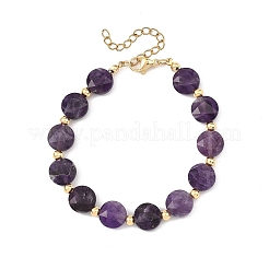 Braccialetti da donna con perline distanziatrici in ametista naturale e ottone.&nbsp;BJEW-JB14112-02