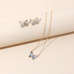 Schmetterling Acryl Strass mit Eisen Anhänger Halsketten & Ohrstecker Sets für Frauen&nbsp;WGFFCAF-08