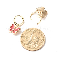 Серьги-кольца Huggie с подвесками и эмалью в виде бабочки&nbsp;EJEW-JE04725