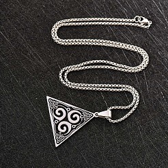 201 Edelstahl-Halsketten mit Wikingerknoten-Triskelion-Anhänger für Herren&nbsp;WGED209-01