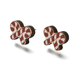 Pendientes de madera con estampado navideño para mujer&nbsp;EJEW-U025-01B