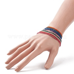 Ensemble de bracelets extensibles en perles de verre bling 10pcs 10 couleurs pour femmes&nbsp;BJEW-JB08974