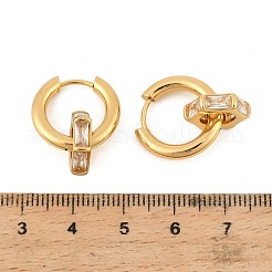Boucles d'oreilles créoles en acier inoxydable 304 avec zircone cubique transparente&nbsp;EJEW-P343-01G
