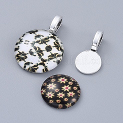 Pendente bail piatto in lega stile tibetano &nbsp;X-TIBEP-1124-AS-LF