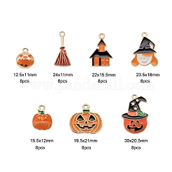 56 Uds. 7 colgantes de esmalte de aleación con tema de halloween dorado claro de estilo&nbsp;ENAM-LS0001-59