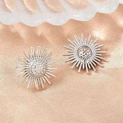 Aretes de latón con micro pavé de circonio cúbico para mujer&nbsp;KK-CBA17E5-04P