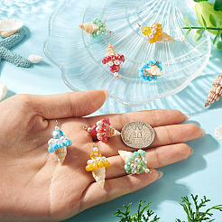 8 ciondolo in vetro e conchiglia di 4 colori&nbsp;PALLOY-TA00383