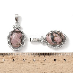Овальные подвески из натурального родонита&nbsp;G-NH0025-15P-15