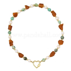 Collares con cuentas de ámbar natural en bruto&nbsp;NJEW-JN06583-02