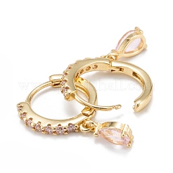 Orecchini a cerchio huggie in zirconi cubici micro pavè di ottone&nbsp;EJEW-K087-03G-03