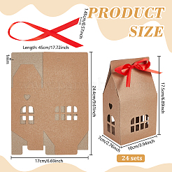 Boîtes à bonbons en papier en forme de maison avec fenêtre&nbsp;CON-WH0095-237A