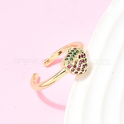 Anillos abiertos de latón con micro pavé de circonita cúbica&nbsp;RJEW-C164-04B-G