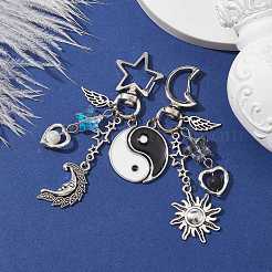 2 pz decorazioni pendenti in lega di coppia yin-yang&nbsp;HJEW-JM01367