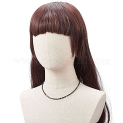 Collana di perline cubiche di ossidiana color argento naturale per le donne&nbsp;NJEW-JN04111-02