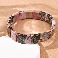 Pulseras elásticas de rodonita natural con cuentas facetadas para mujer&nbsp;BJEW-K251-08I