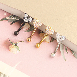 Pendientes de cartílago con barra curva en forma de corazón de circonita cúbica transparente con micropavé de acero inoxidable 304&nbsp;WGF9CBE-04