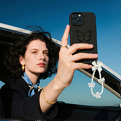 3 шт. 3 стиля резиновых ремешков для мобильных телефонов с имитацией жемчуга&nbsp;HJEW-CN0001-33