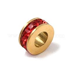 Acero inoxidable 304 con cuentas europeas de rhinestone Siam&nbsp;RB-CBAC900-02G