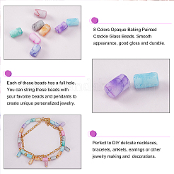 320 шт. 8-цветные непрозрачные стеклянные бусины с эффектом кракле&nbsp;FGLA-PH0001-05
