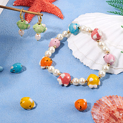 12 шт. 6-х цветные перламутровые фарфоровые бусины ручной работы для изготовления ожерелий и браслетов&nbsp;PORC-TA0001-22