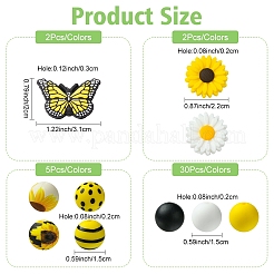 Наборы круглых силиконовых бусин с принтом&nbsp;SIL-YW0001-59