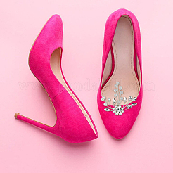 2 Paar abnehmbare ABS-Schuhdekoration mit Kunstperlen und Strass&nbsp;AJEW-HY0001-20