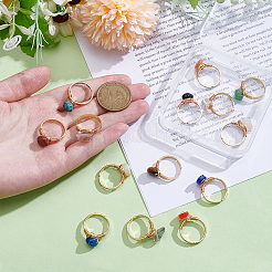 14 шт. 14 стиля: кольца из нержавеющей стали 304 с драгоценными камнями и защитой от сглаза из смолы&nbsp;NJEW-WR00011