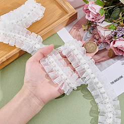 5 m Chiffon-Blumen-Spitzenband mit Kunstperle&nbsp;OCOR-ME0001-60