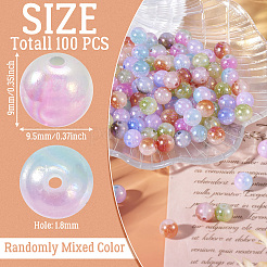 100 шт. переливающихся двухцветных акриловых бусин с УФ-покрытием&nbsp;OACR-TA0002-99