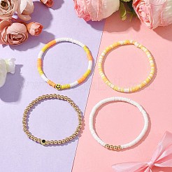 Ensemble de bracelets extensibles en argile polymère et perles en plastique&nbsp;BJEW-JB10226